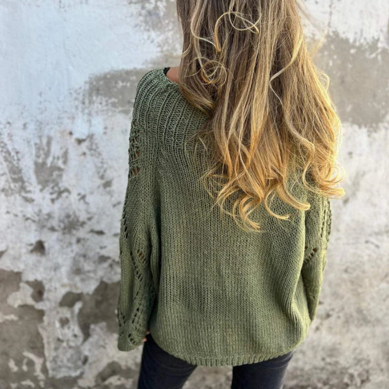 Greta™ | Stickad tröja med unik rundhalsdesign