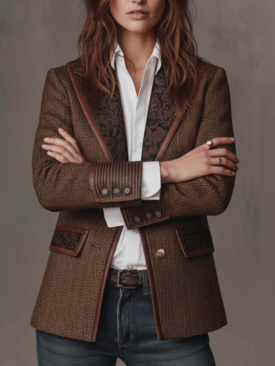 Rosaline | Herringbone Panel Blazer