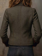 Agnes | Herringbone Contrast-Trim Blazer