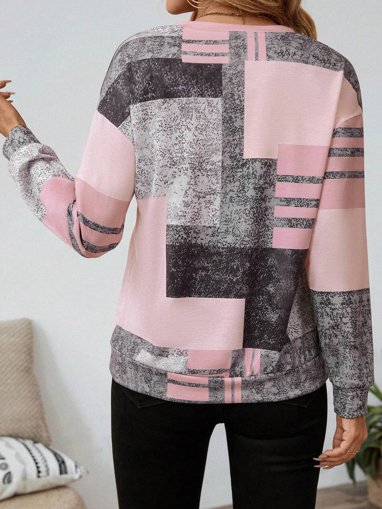 Barbro™ | Modern ziptröja med grafiskt mönster