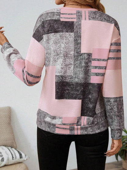 Barbro™ | Modern ziptröja med grafiskt mönster