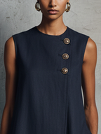 Aubrey™ | Navy Sleeveless Round Neck Mini Dress