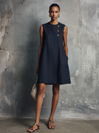 Aubrey™ | Navy Sleeveless Round Neck Mini Dress
