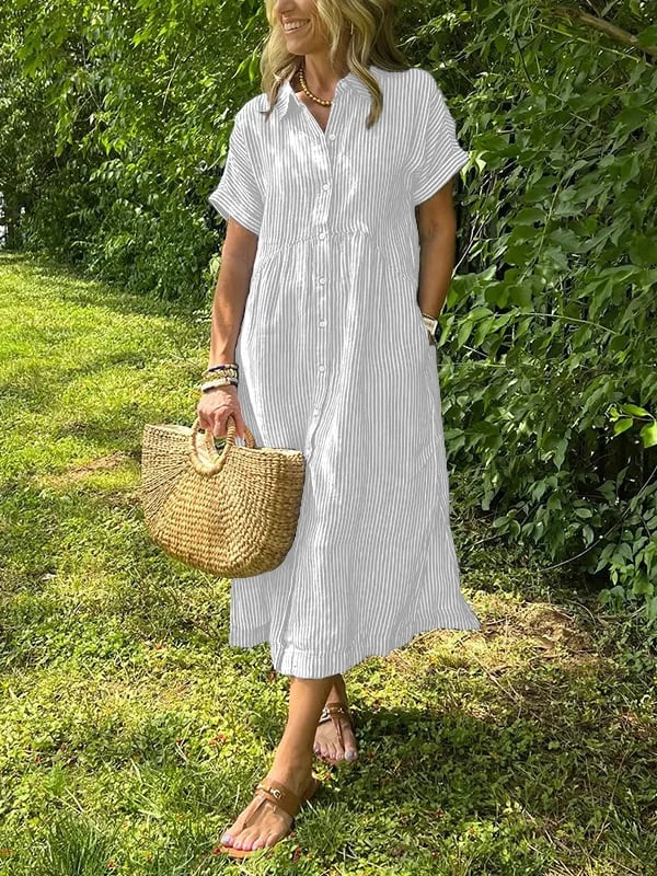 Wilma™ | Randig skjortklänning med tidlös elegans