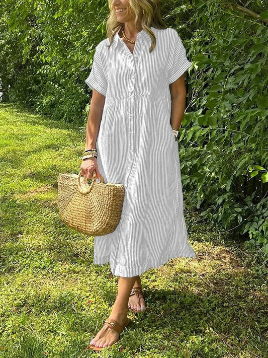 Wilma™ | Randig skjortklänning med tidlös elegans