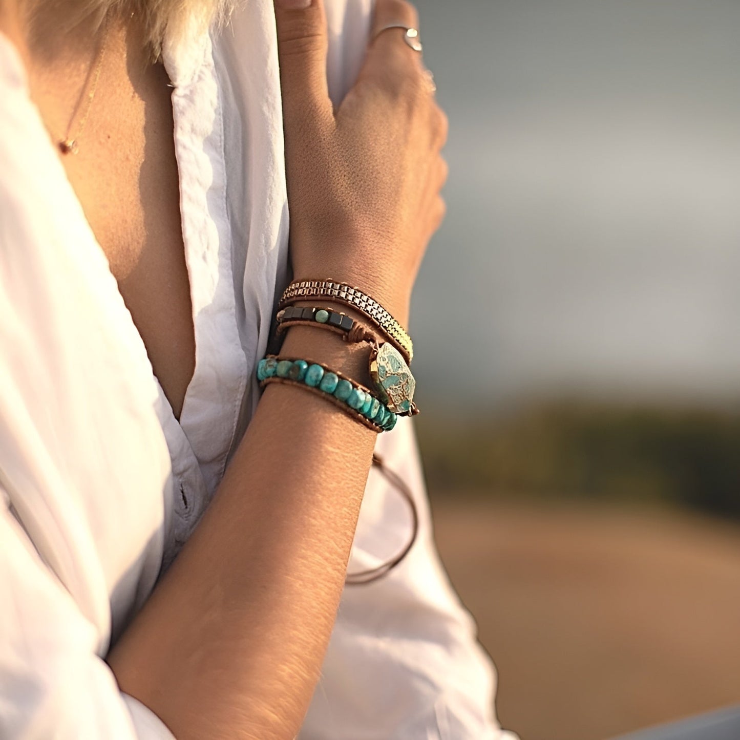 Moa™ | Helande Armband med Turkos och Jaspe