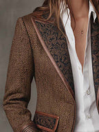 Rosaline | Herringbone Panel Blazer
