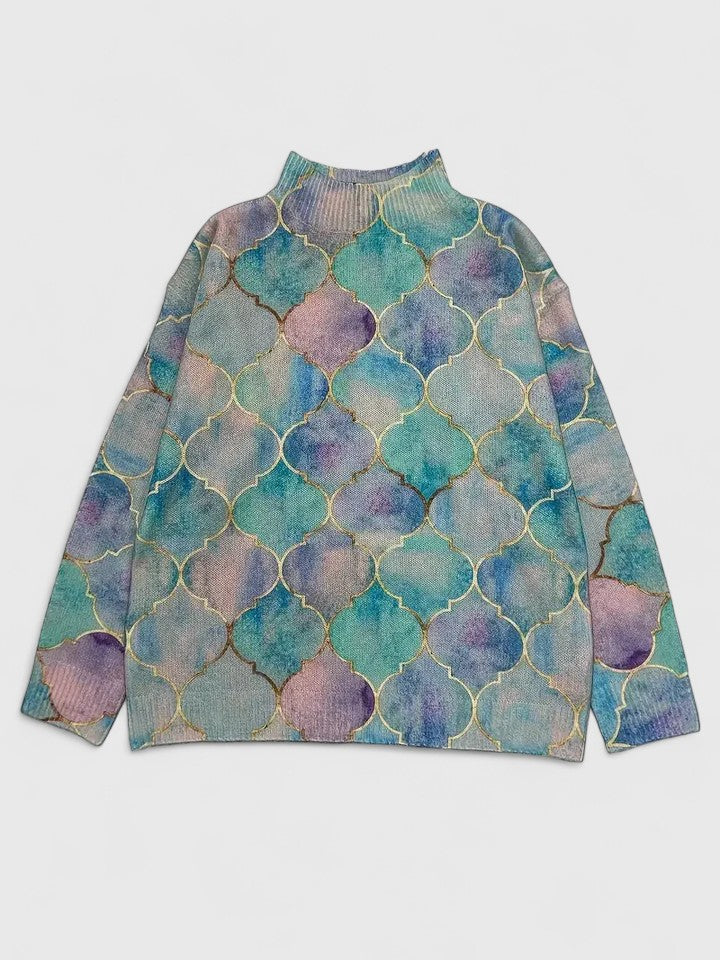 Ulla™ | Stickad tröja med färg och elegans
