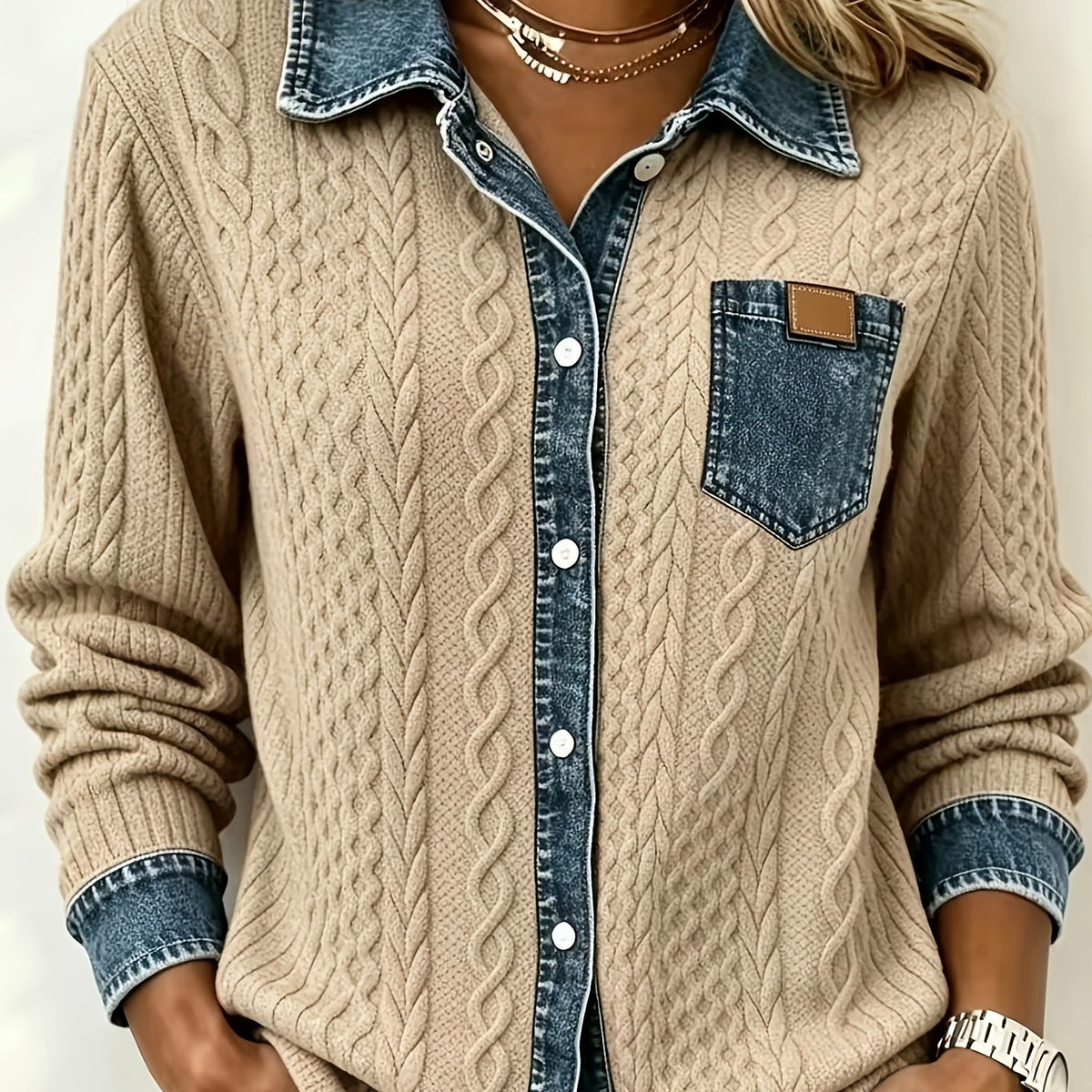Cozy Denim Knit Cardigan