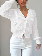 Elowen | Women's Bow Detail V Neck Knit Cardigan