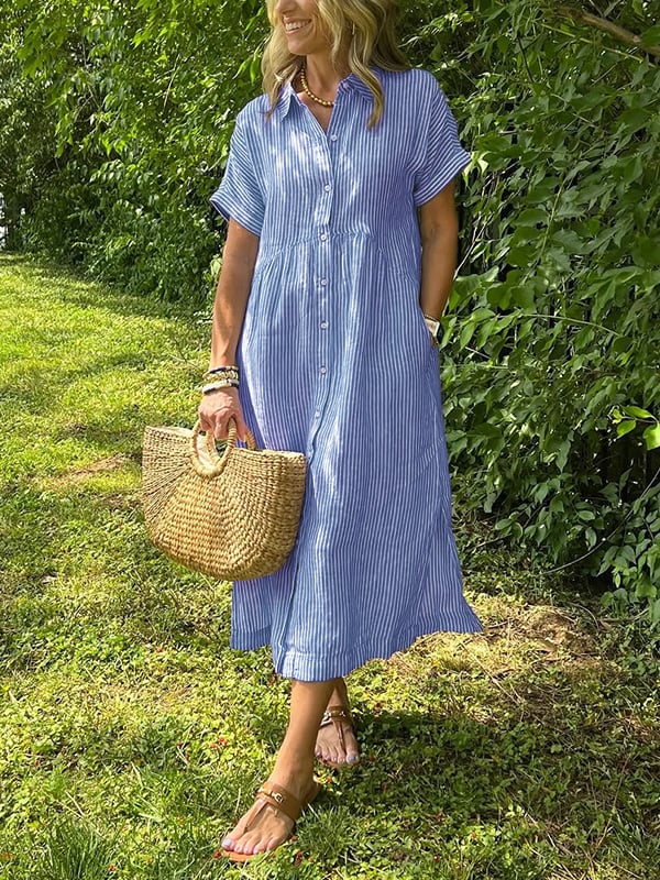 Wilma™ | Randig skjortklänning med tidlös elegans