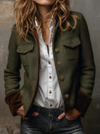 Agnes | Herringbone Contrast-Trim Blazer
