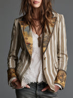 Celine | Artful Striped Lapel Blazer