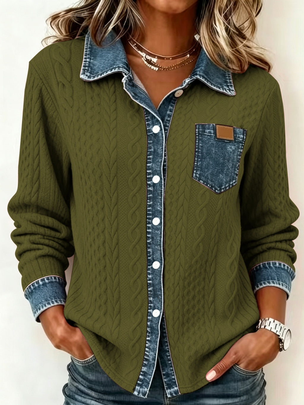 Cozy Denim Knit Cardigan