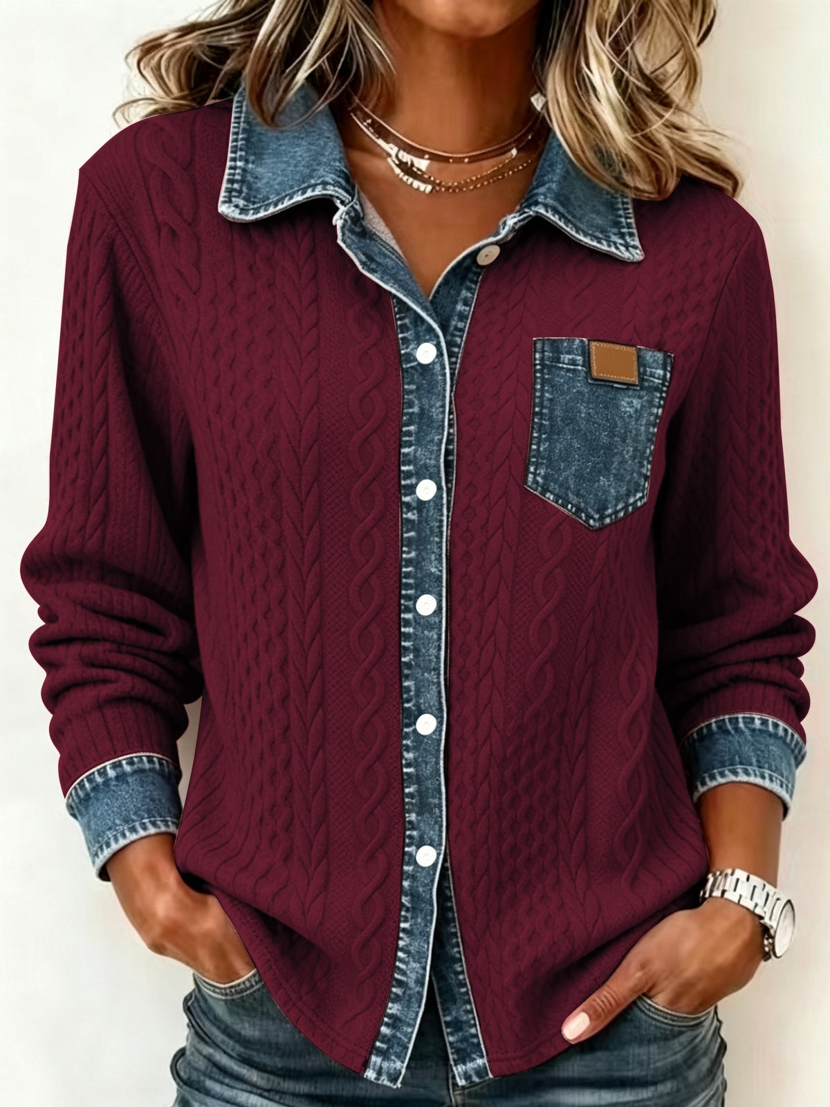 Cozy Denim Knit Cardigan