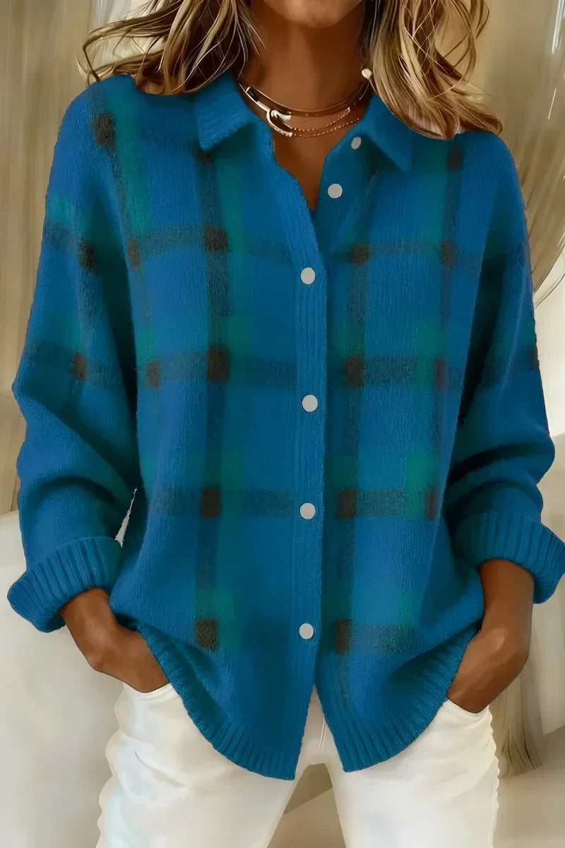 Lorraine™ | Brushed Knit Plaid Cardigan