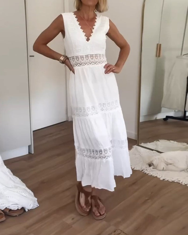 Aurélie™ | Elegant sommarklänning i spets med V-ringning