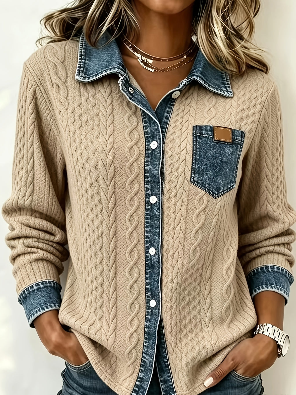 Cozy Denim Knit Cardigan