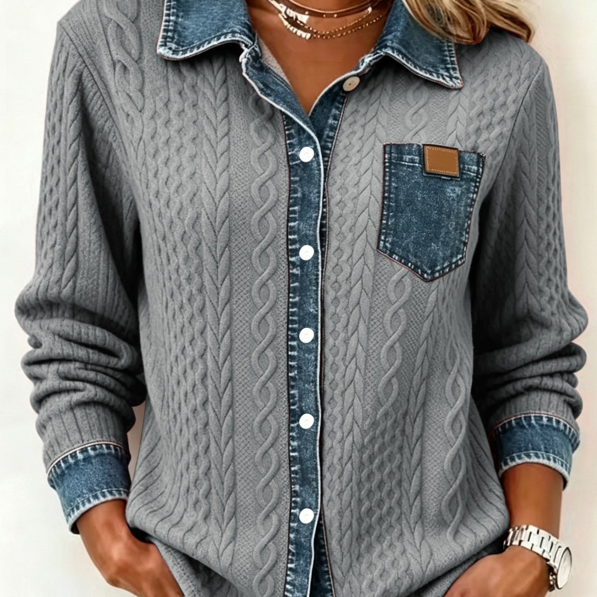 Cozy Denim Knit Cardigan