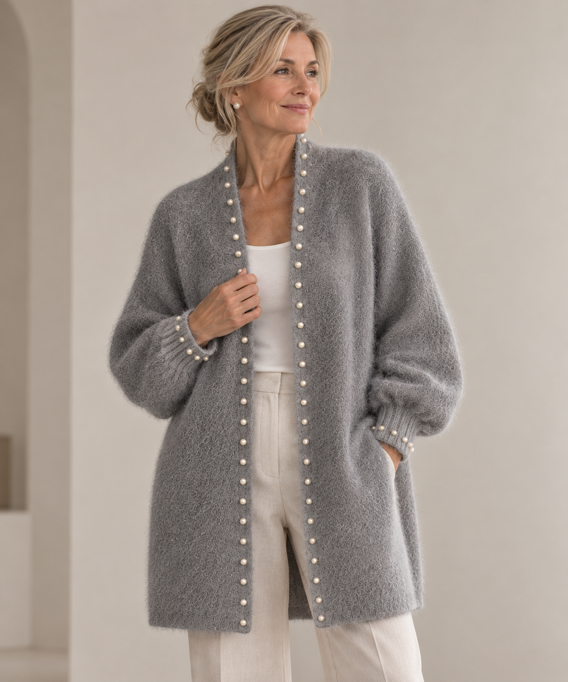 Élise™ – Luxe Pearl Cardigan