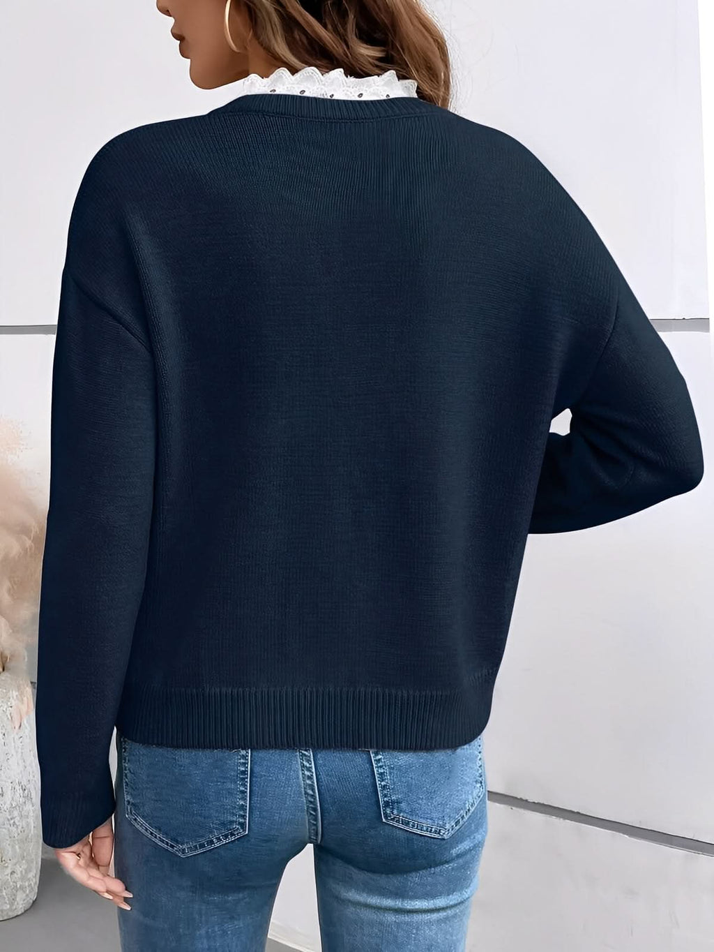 Amelia™ Lace V-Neck Sweater