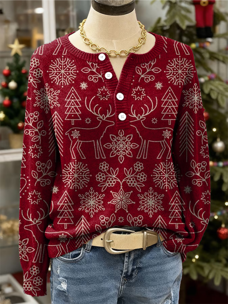 Mira™ | Jultröja med renar och snöflingor