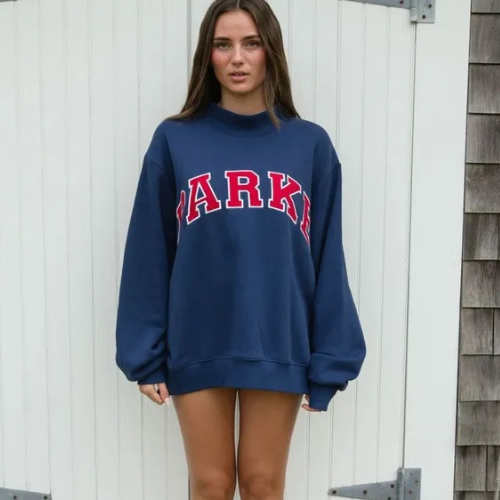 Women's Oversized Hoodie with Chenille Lettering