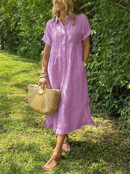 Wilma™ | Randig skjortklänning med tidlös elegans