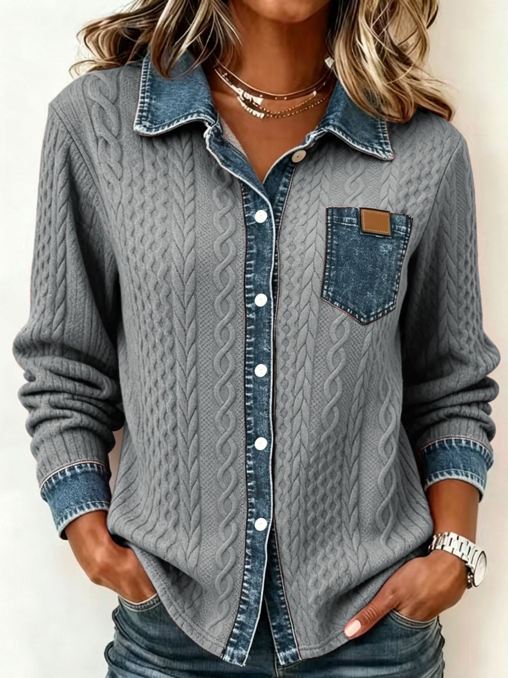 Cozy Denim Knit Cardigan