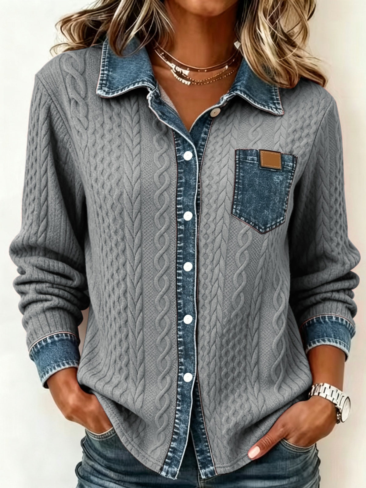 Cozy Denim Knit Cardigan