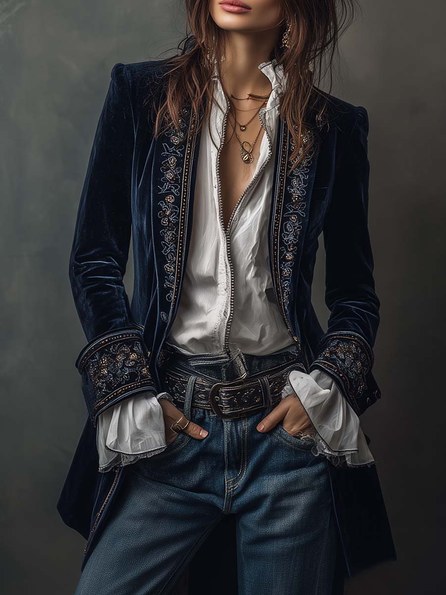 Anastasia | Embroidered Longline Jacket