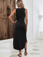 Heart Print V-Neck Tank Maxi Dress