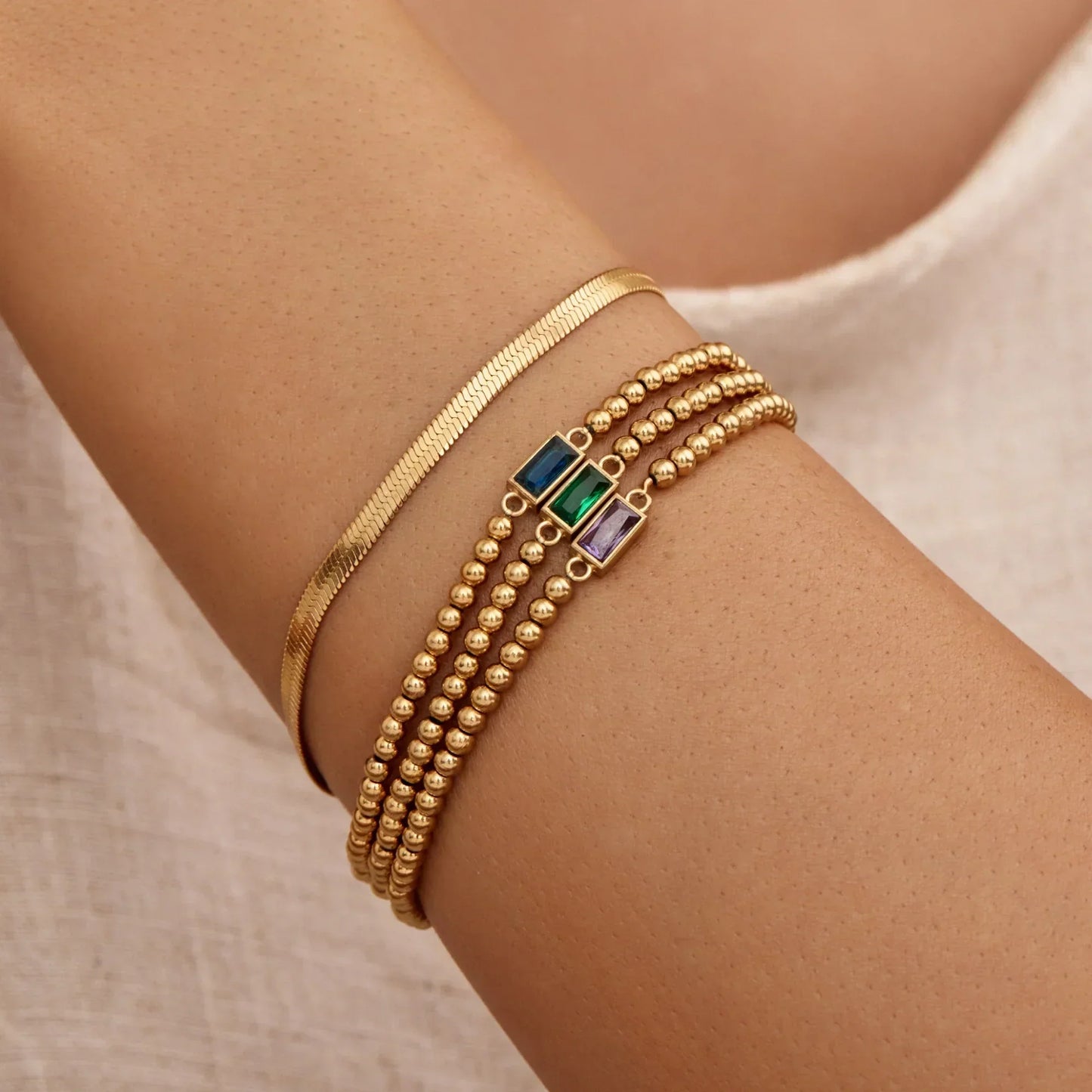 Kyra™ | Födelsestenarmband med Guldpärlor | 1+1 Gratis