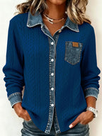 Cozy Denim Knit Cardigan