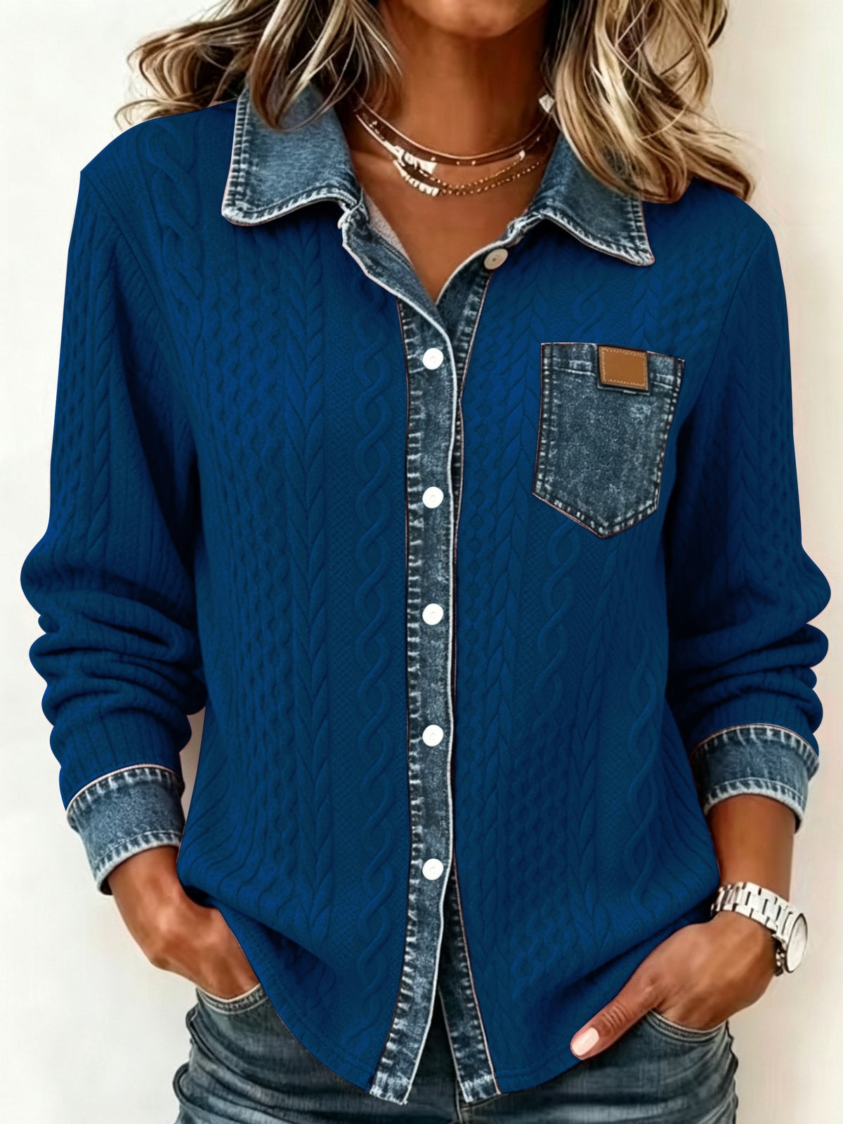 Cozy Denim Knit Cardigan