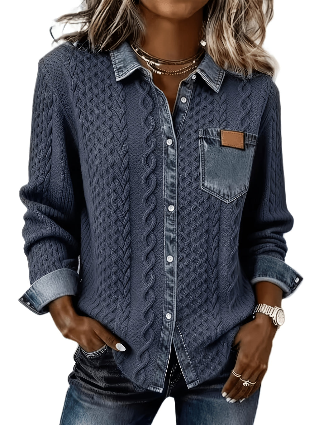 Cozy Denim Knit Cardigan