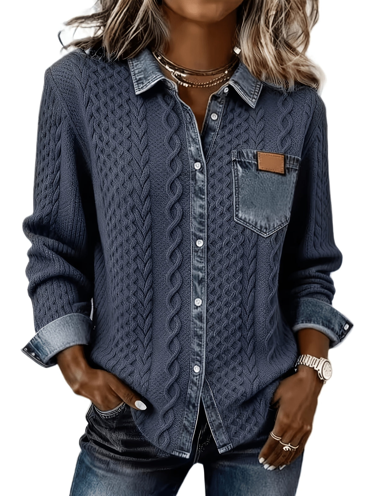 Cozy Denim Knit Cardigan