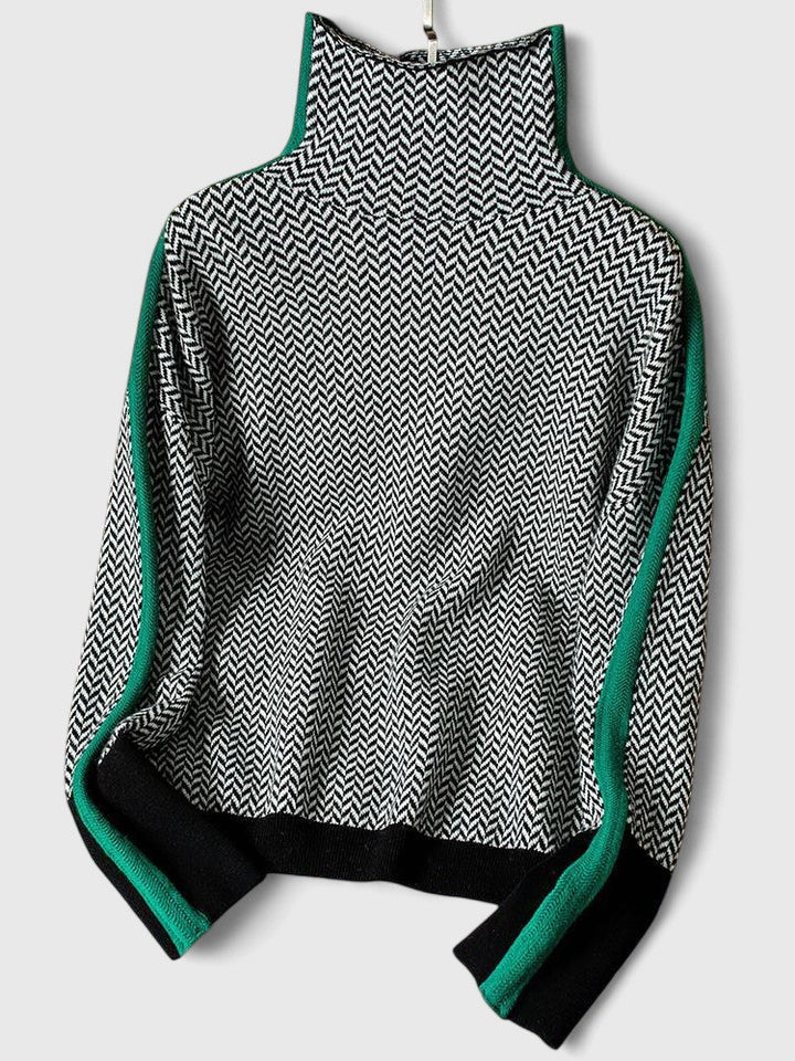 Harriet | Cosy Chevron Knit High Neck Winter Jumper