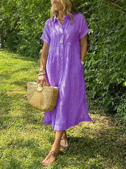 Wilma™ | Randig skjortklänning med tidlös elegans