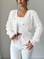 Elowen | Women's Bow Detail V Neck Knit Cardigan