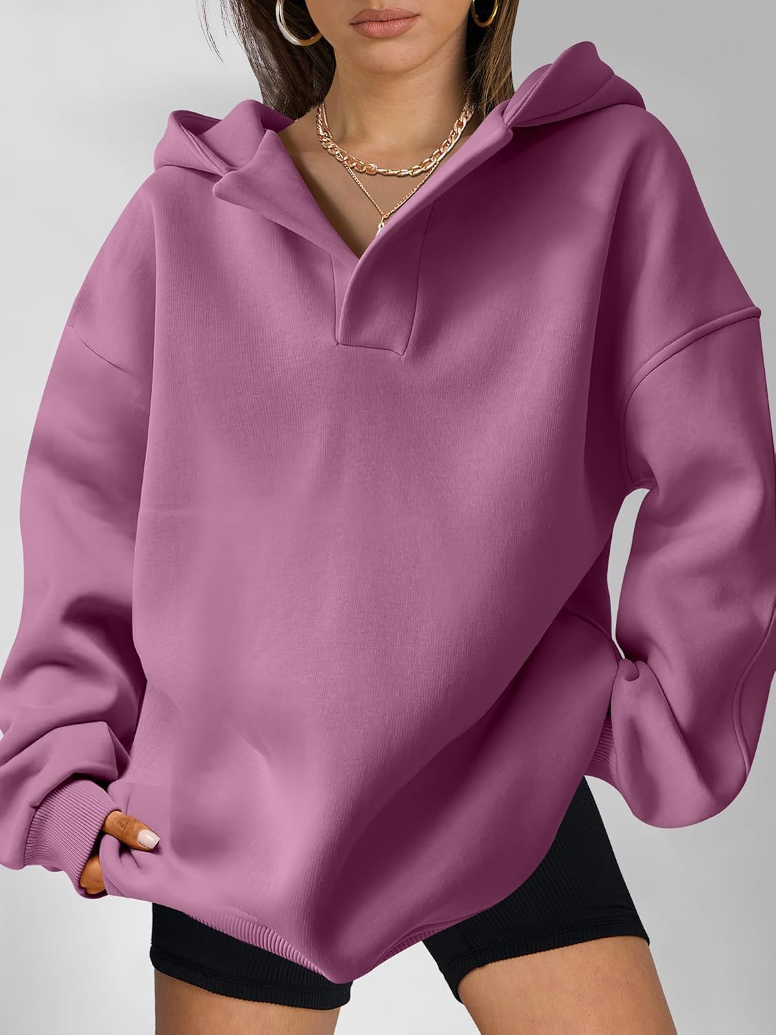 Harlow | Women's Oversized Collared V-Neck Hoodie