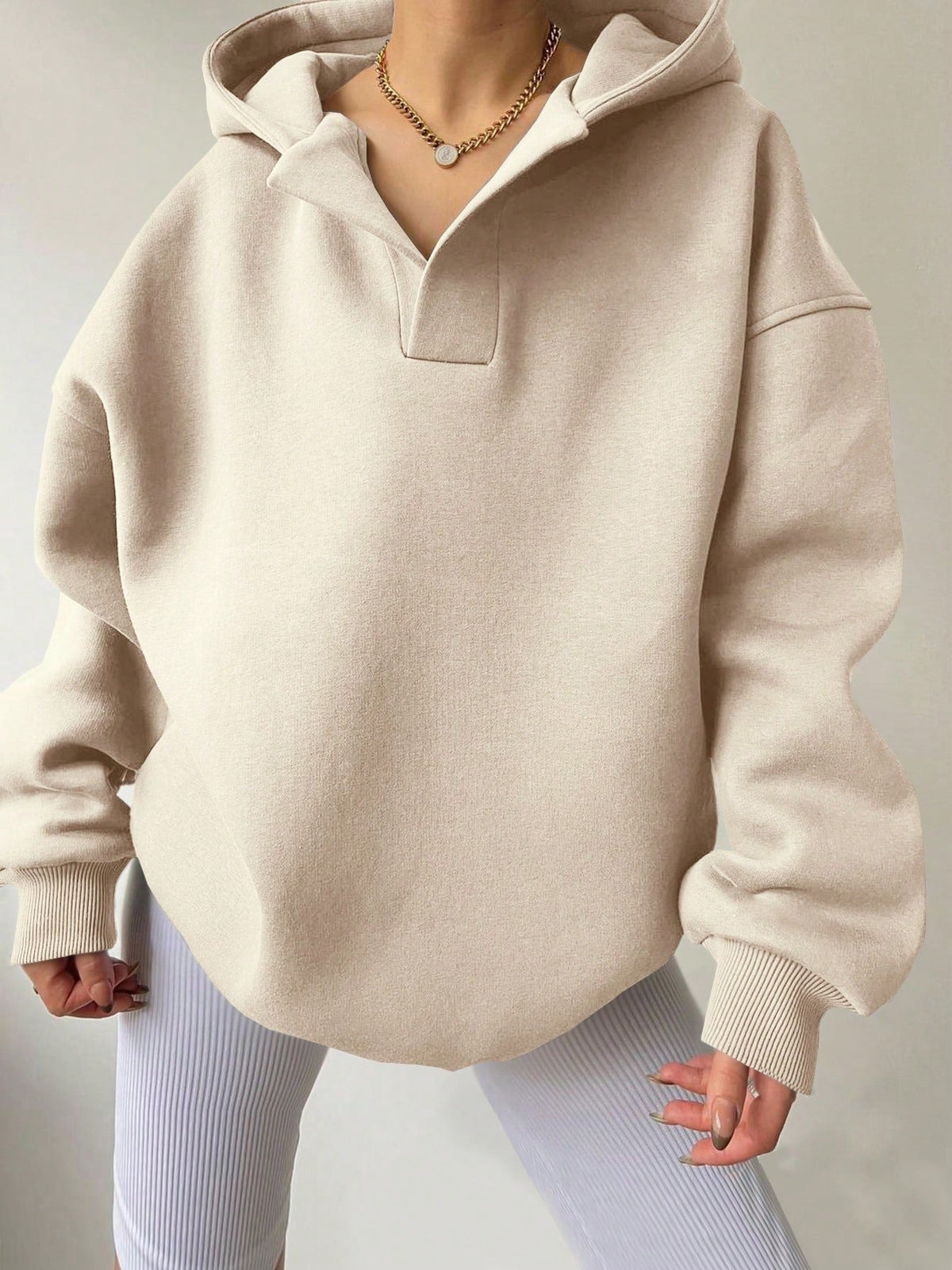 Harlow | Women's Oversized Collared V-Neck Hoodie