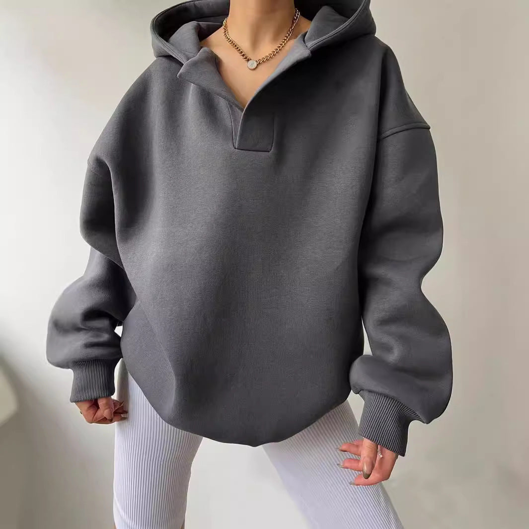 Harlow | Women's Oversized Collared V-Neck Hoodie