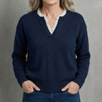 Amelia™ Lace V-Neck Sweater