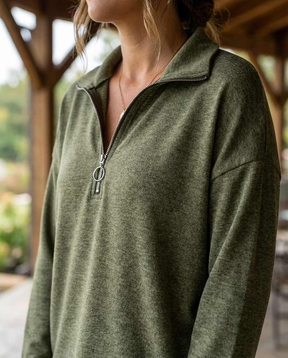 Winnie | Women's Collared Quarter-Zip Pullover Sweater