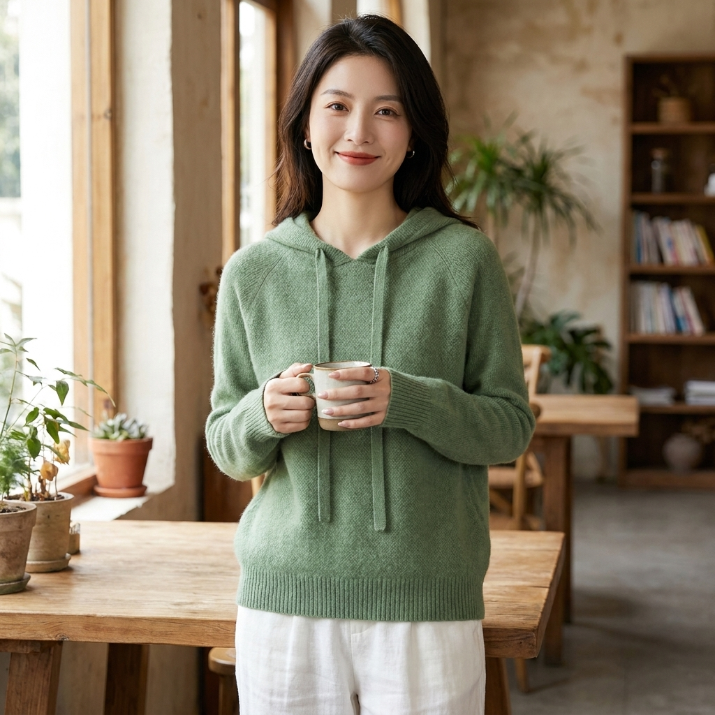 Nyelle | Women's Knit Hooded Pullover with Drawstring