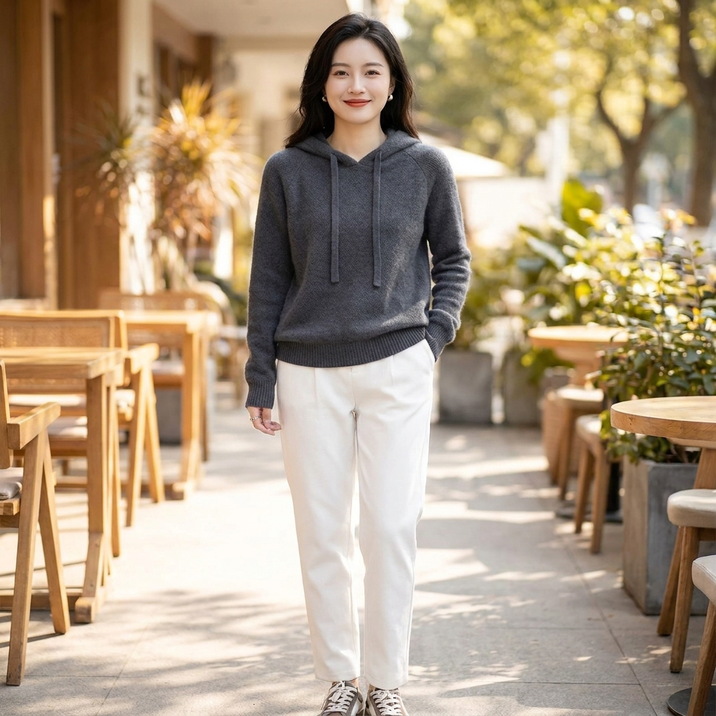 Nyelle | Women's Knit Hooded Pullover with Drawstring