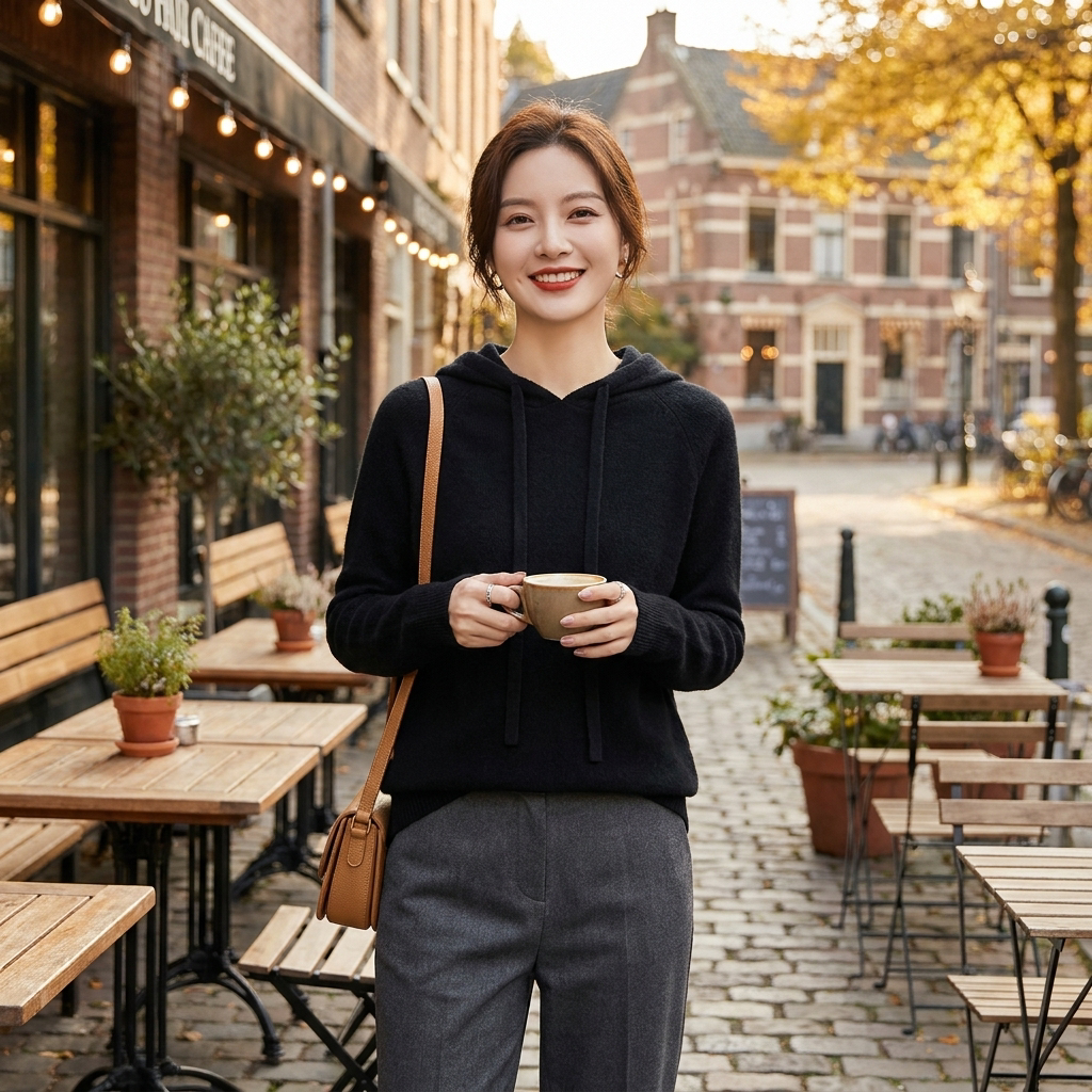 Nyelle | Women's Knit Hooded Pullover with Drawstring