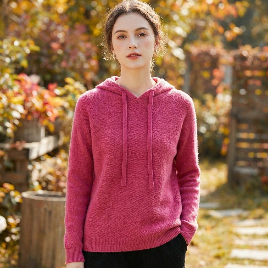 Nyelle | Women's Knit Hooded Pullover with Drawstring