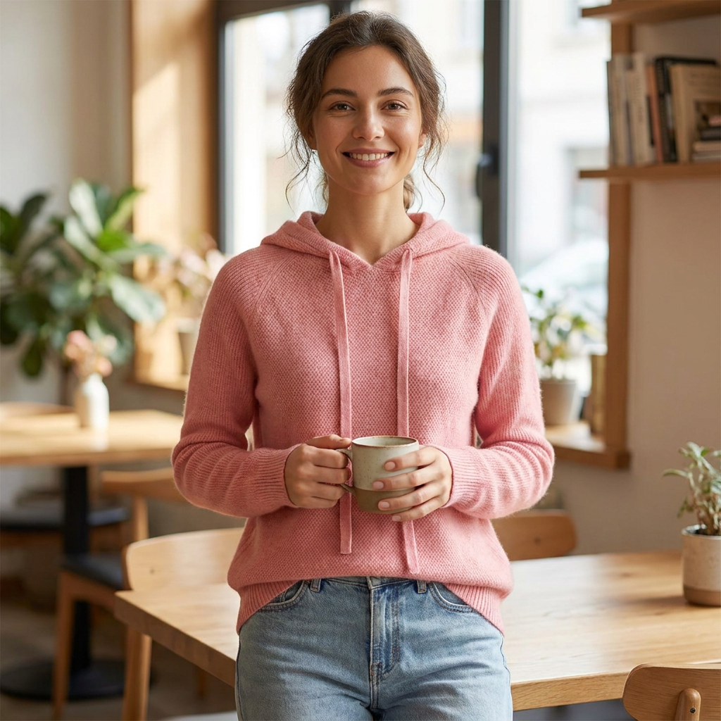 Nyelle | Women's Knit Hooded Pullover with Drawstring